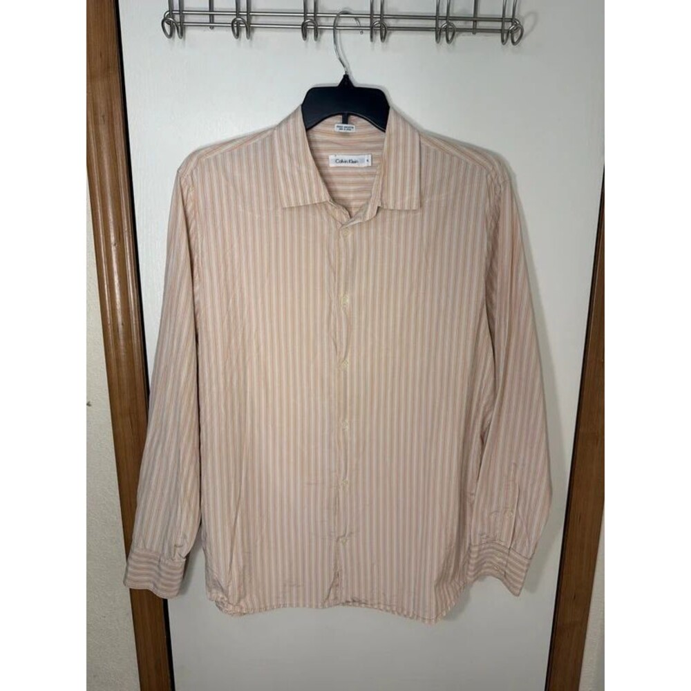 Calvin Klein men’s shirt XL button down long sleeve silk/cotton blend